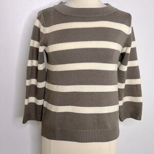 Boden taupe & cream wool striped knit sweater, size 6